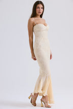 Suzie | Ethereal Vanilla White Fluid Draped Maxi Dress