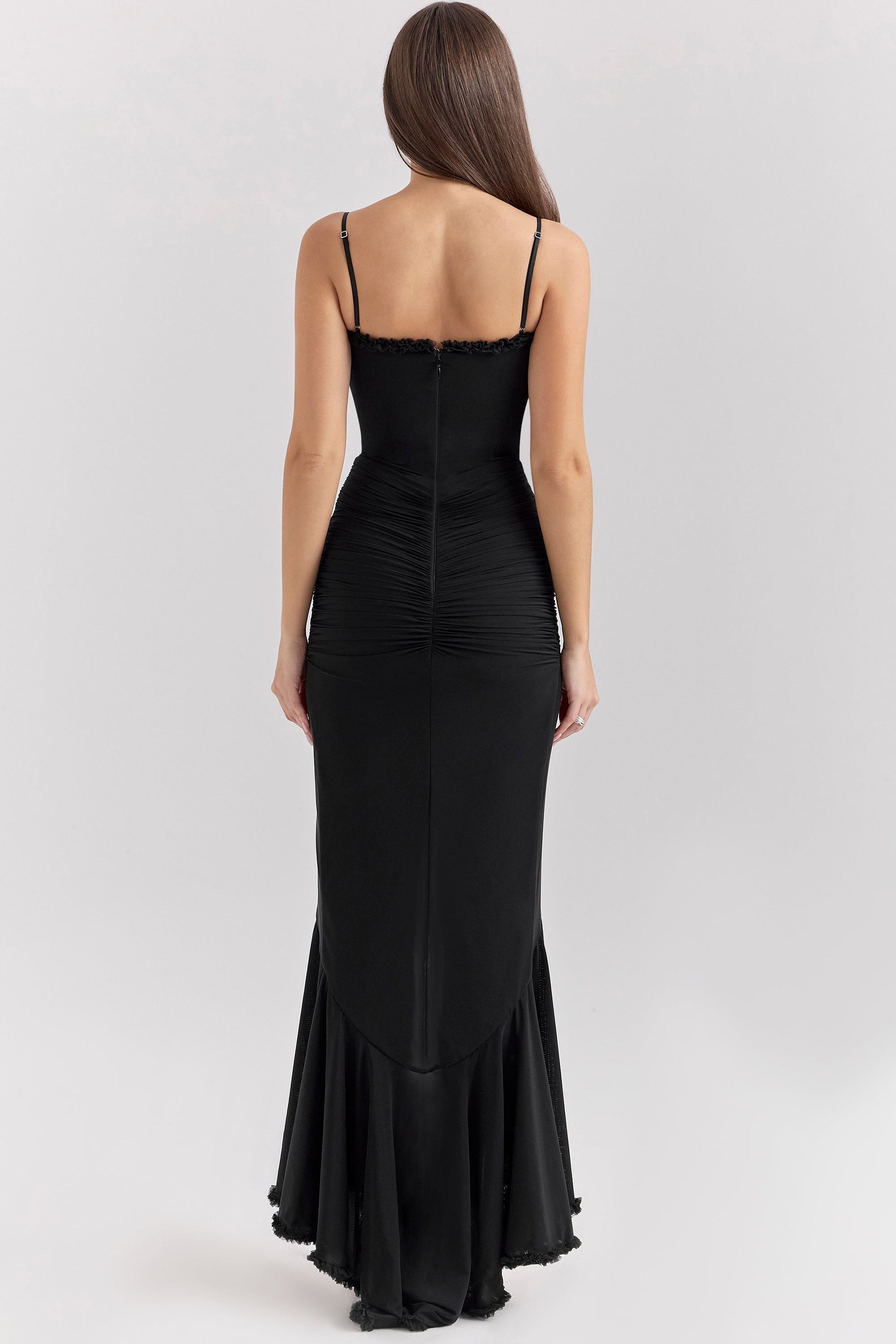 Mona | Cascading Ruffle Sweetheart Ruched Maxi Dress