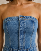 Mono Azul Sculpt Strapless - detalle