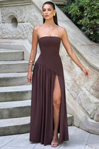 Donna | Asymmetrical Strapless Sculpted Maxi Dress
