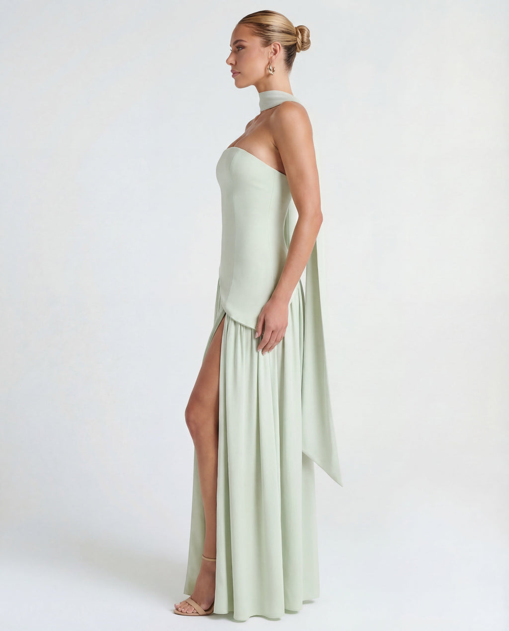 Aveline | Strapless Maxi Dress Thigh-High Split