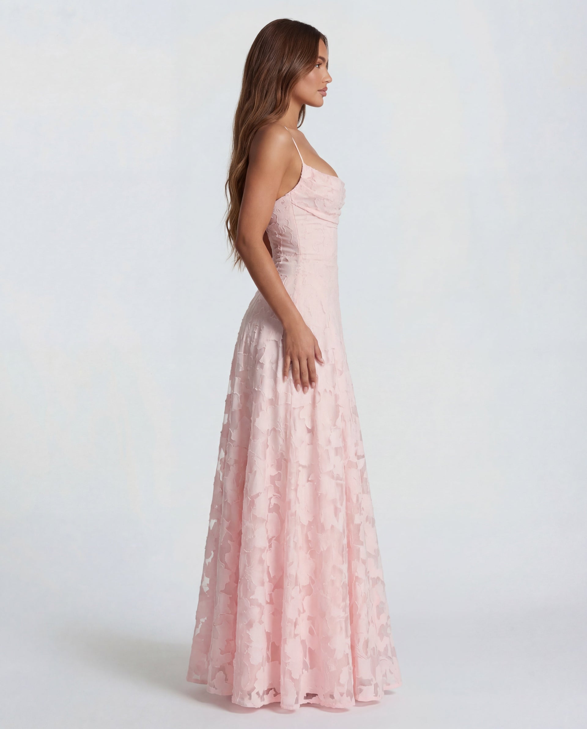 Sofia | Spaghetti Strap Straight Neckline Floral Lace Maxi Dress
