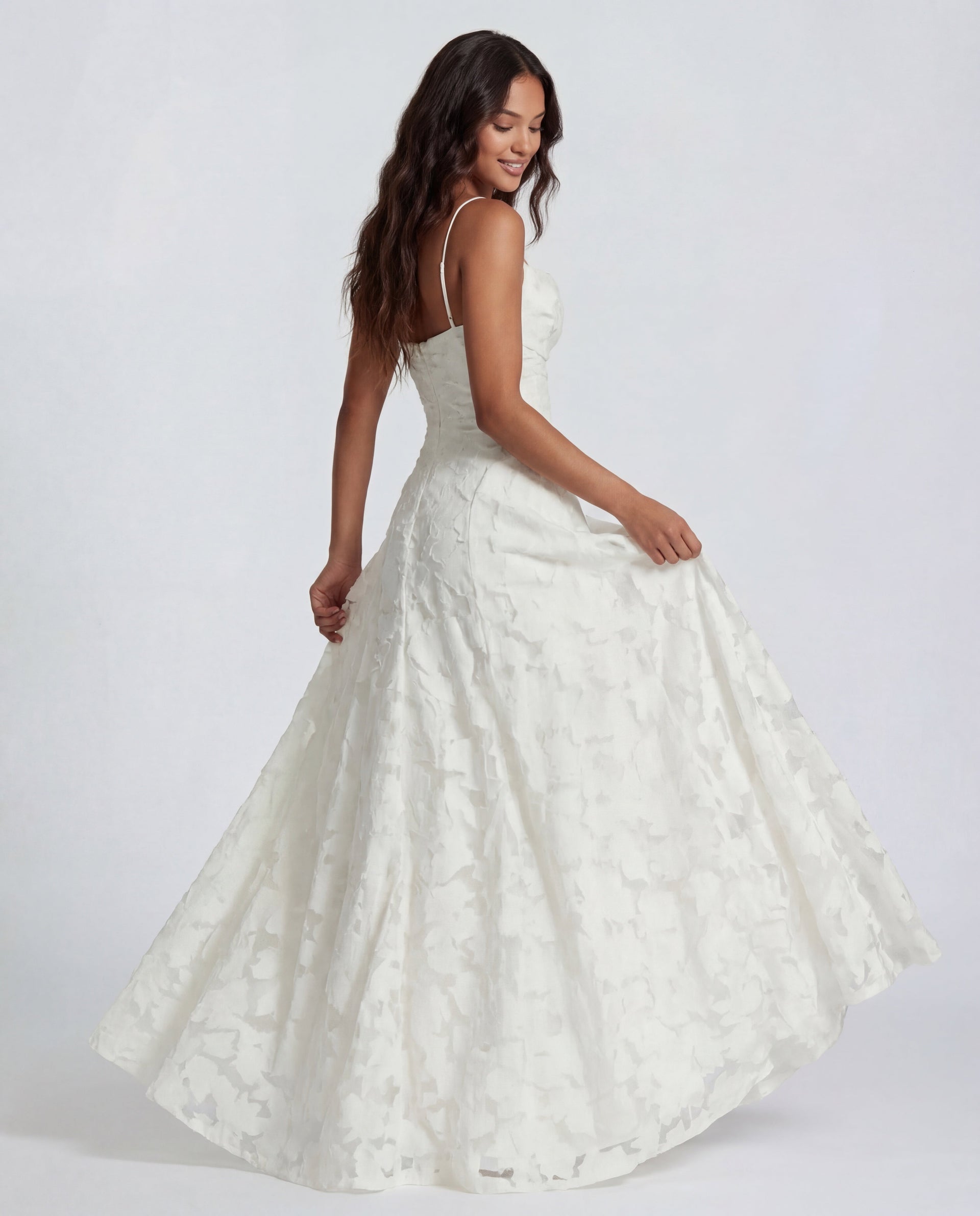 Sofia | Spaghetti Strap Straight Neckline Floral Lace Maxi Dress