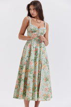 Sabrina | Floral Split Midi Dress – Romantic Spring Stretch Sundress
