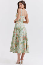 Sabrina | Floral Split Midi Dress – Romantic Spring Stretch Sundress