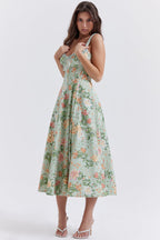 Sabrina | Floral Split Midi Dress – Romantic Spring Stretch Sundress