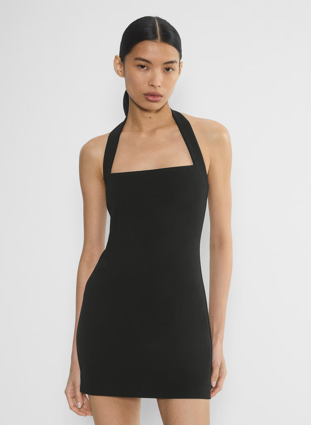 Colleen | Sleek Straight Neckline Tailored Structured Mini Dress