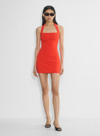 Colleen | Sleek Straight Neckline Tailored Structured Mini Dress