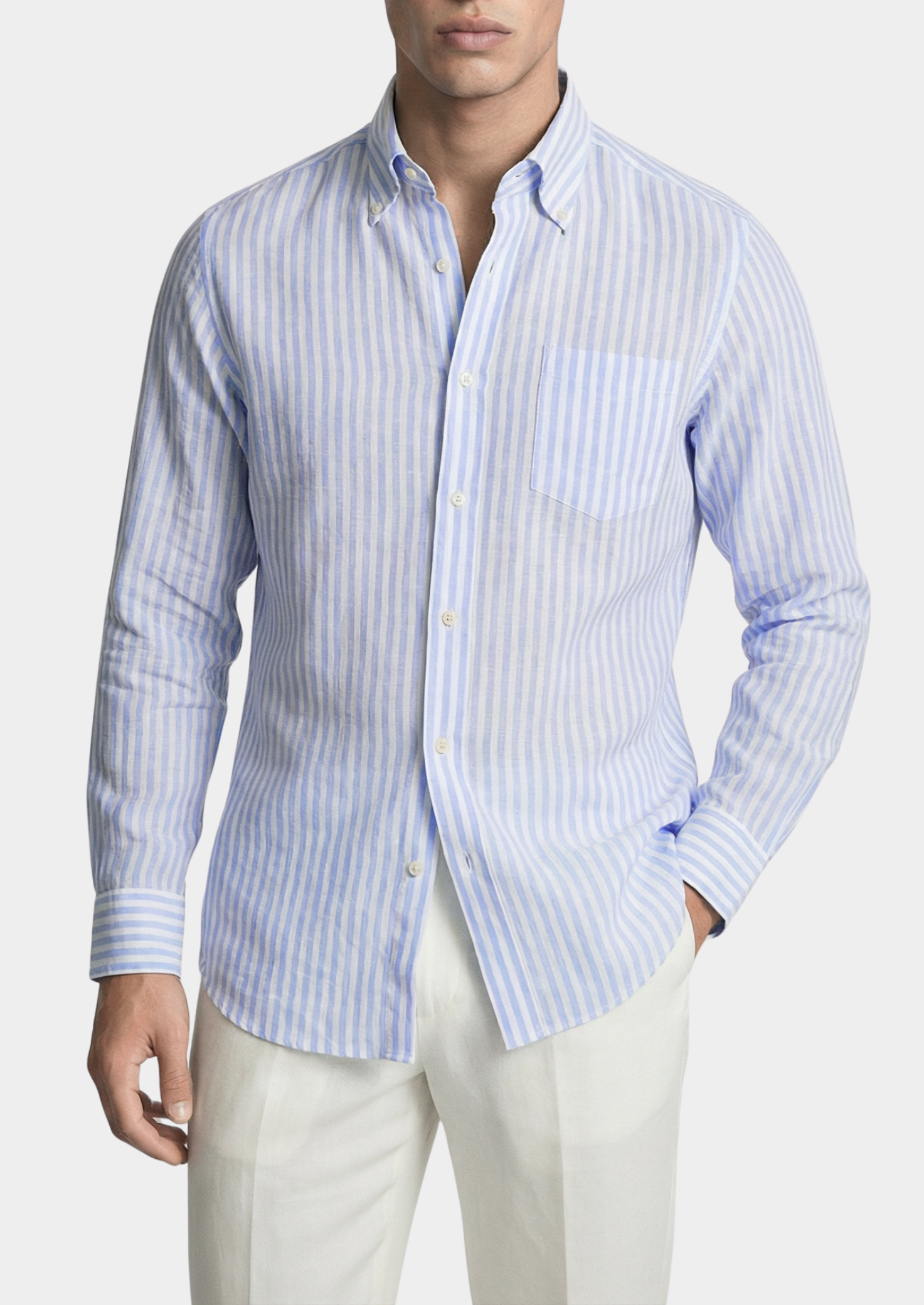 Camisa costera a rayas Portofino - azul claro