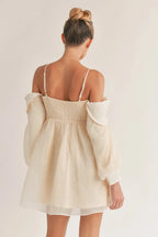 Desiree | Bubble Long Sleeve Off-Shoulder Mini Dress